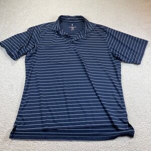 Fairway Greene Performance Polo Shirt Mens Xl Blue White Striped‎ Golf